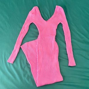 Fashion Nova Long Sleeve Maxi Dress - Pink, XS